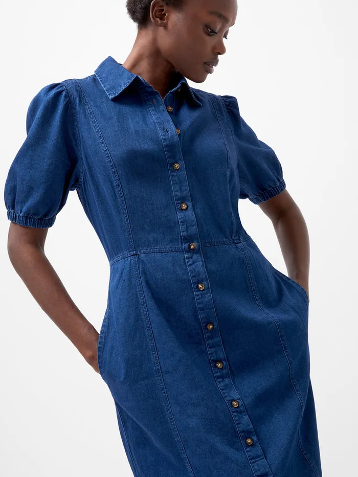 Woman Dresses French Connection Chambray Button Through Denim Shirt Dress Mid Wash Woman Dresses French Connection Chambray Button Through Denim Shirt Dress Mid Wash