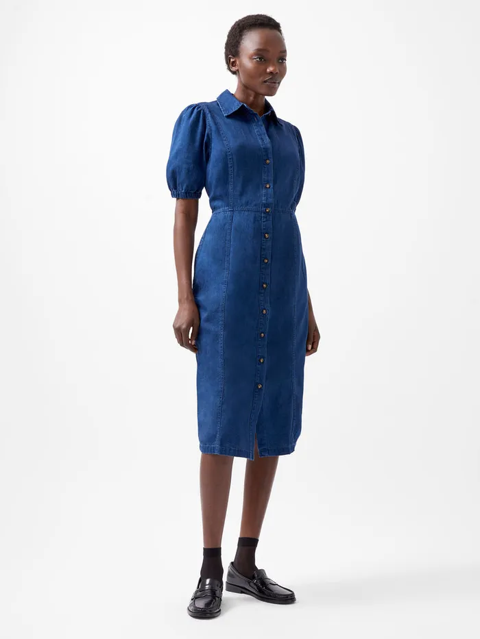 Woman Dresses French Connection Chambray Button Through Denim Shirt Dress Mid Wash Woman Dresses French Connection Chambray Button Through Denim Shirt Dress Mid Wash
