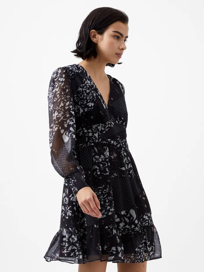 Woman Dresses French Connection Collage Hallie Crinkle Mini Dress Blackout Multi Woman Dresses French Connection Collage Hallie Crinkle Mini Dress Blackout Multi