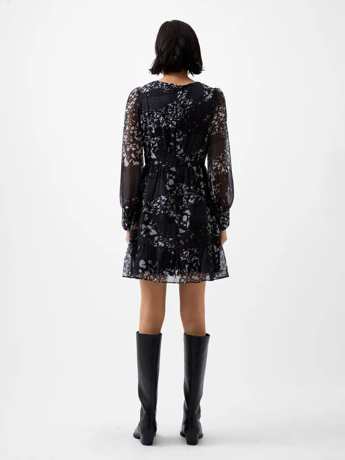 Woman Dresses French Connection Collage Hallie Crinkle Mini Dress Blackout Multi Woman Dresses French Connection Collage Hallie Crinkle Mini Dress Blackout Multi