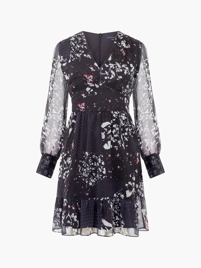 Woman Dresses French Connection Collage Hallie Crinkle Mini Dress Blackout Multi Woman Dresses French Connection Collage Hallie Crinkle Mini Dress Blackout Multi