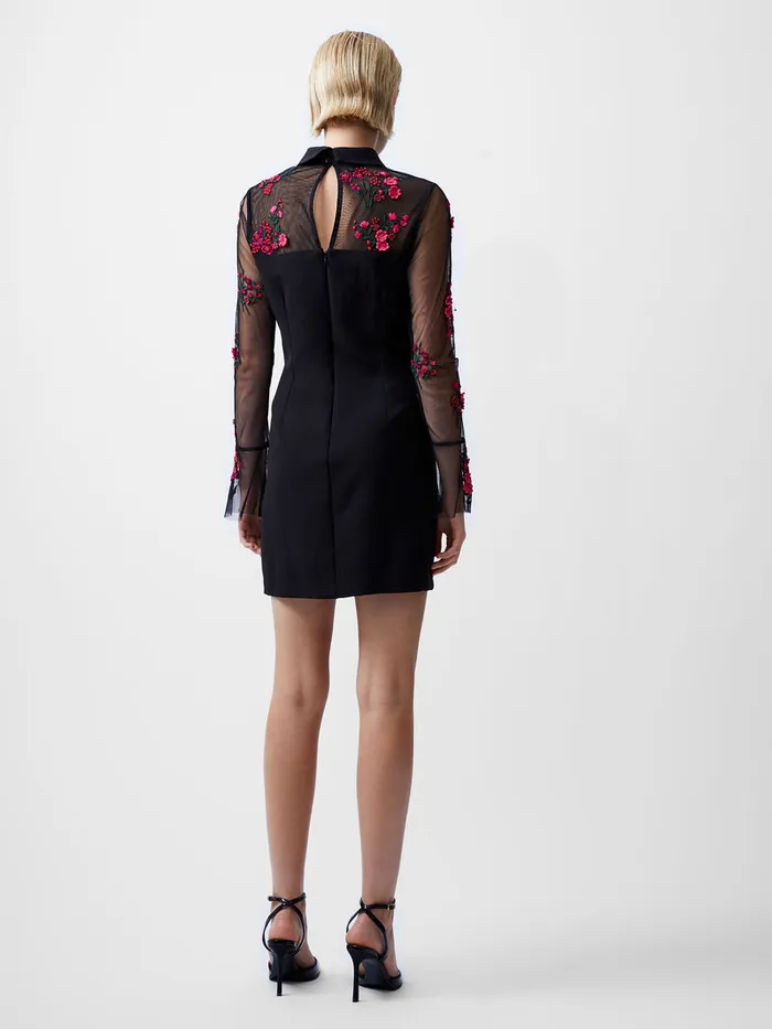 Woman Dresses French Connection Darcy Embroidered Long Sleeve Mini Dress Blackluminous Pink Woman Dresses French Connection Darcy Embroidered Long Sleeve Mini Dress Blackluminous Pink