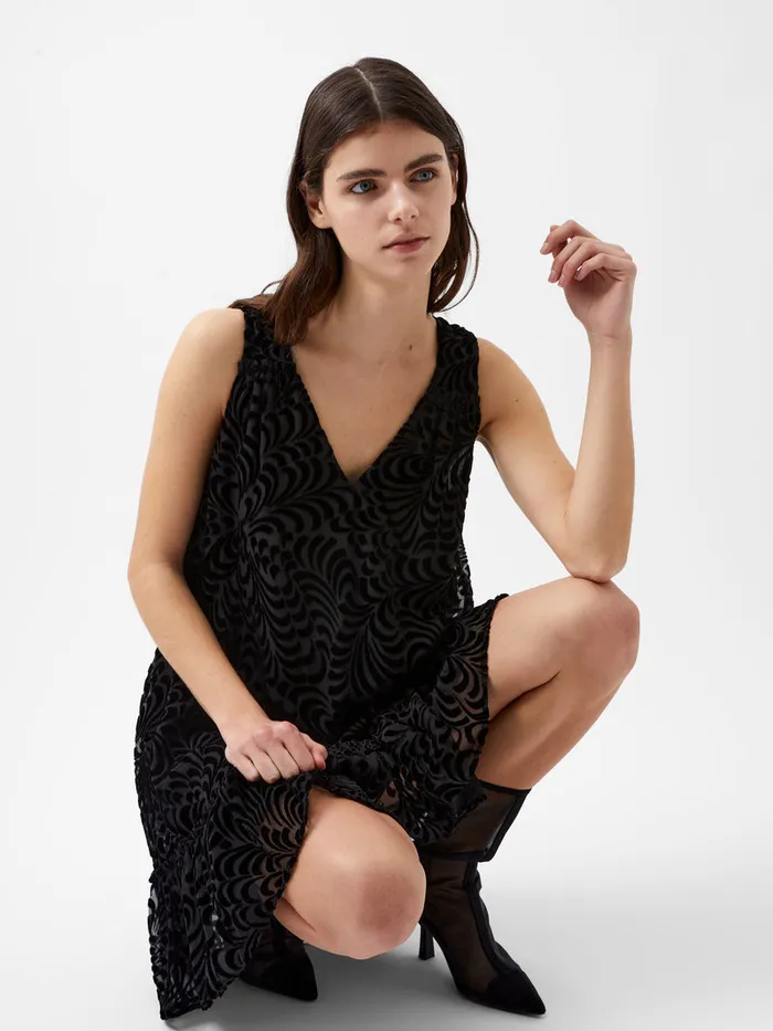 Woman Dresses French Connection Diandra Devore Shift Dress Blackout Woman Dresses French Connection Diandra Devore Shift Dress Blackout