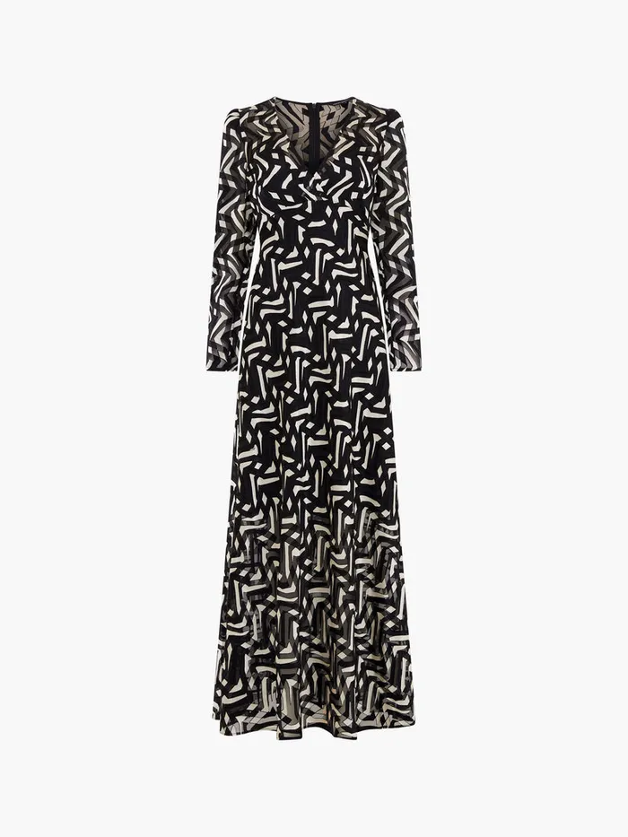 Woman Dresses French Connection Diandra Satin Devore Maxi Dress Blackcream Woman Dresses French Connection Diandra Satin Devore Maxi Dress Blackcream
