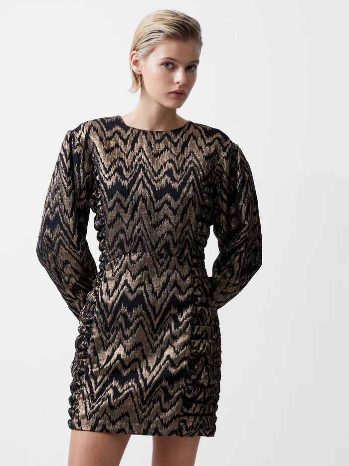 Woman Dresses French Connection Ellery Eco Jacquard Puff Sleeve Mini Dress Blackoutcopper Woman Dresses French Connection Ellery Eco Jacquard Puff Sleeve Mini Dress Blackoutcopper