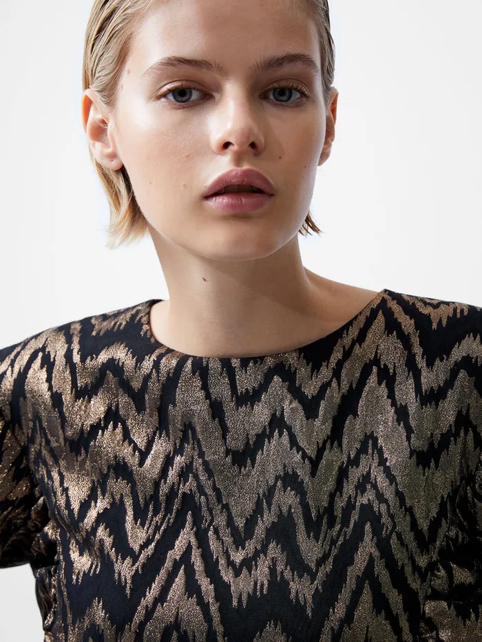 Woman Dresses French Connection Ellery Eco Jacquard Puff Sleeve Mini Dress Blackoutcopper Woman Dresses French Connection Ellery Eco Jacquard Puff Sleeve Mini Dress Blackoutcopper