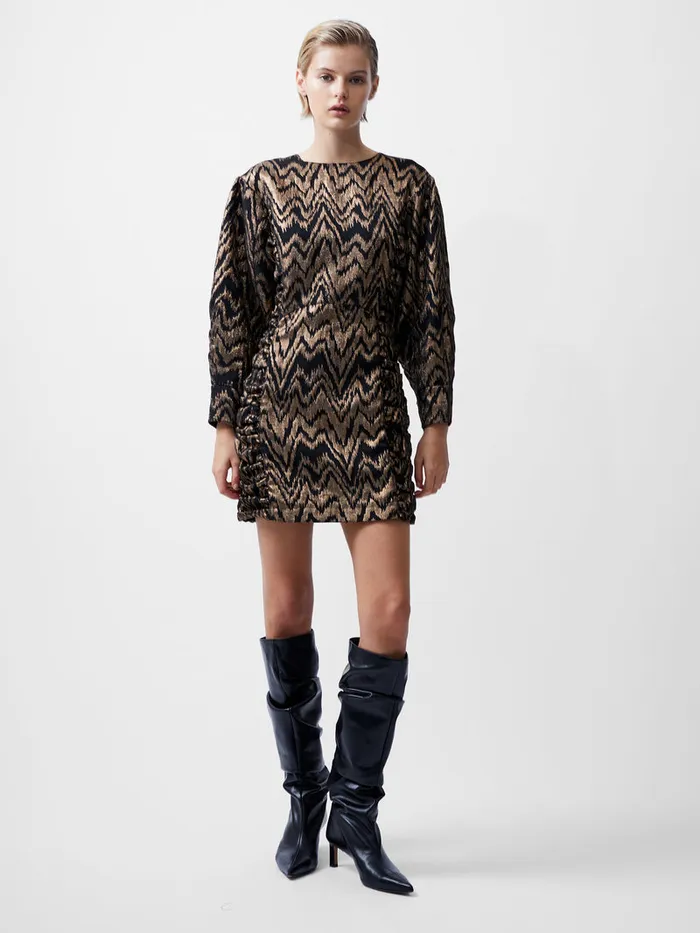Woman Dresses French Connection Ellery Eco Jacquard Puff Sleeve Mini Dress Blackoutcopper Woman Dresses French Connection Ellery Eco Jacquard Puff Sleeve Mini Dress Blackoutcopper