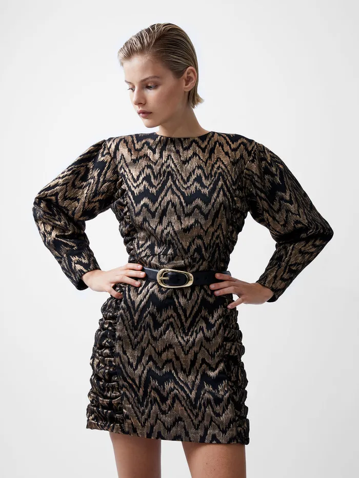 Woman Dresses French Connection Ellery Eco Jacquard Puff Sleeve Mini Dress Blackoutcopper Woman Dresses French Connection Ellery Eco Jacquard Puff Sleeve Mini Dress Blackoutcopper