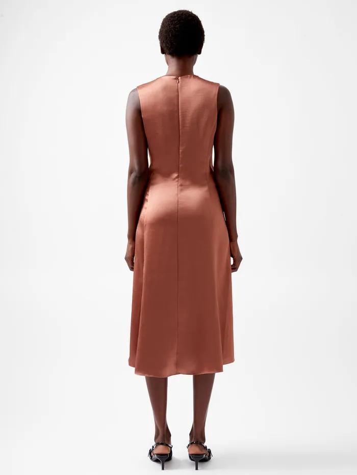 Woman Dresses French Connection Irina Satin Sleeveless Cowl Neck Dress Russet Brown Woman Dresses French Connection Irina Satin Sleeveless Cowl Neck Dress Russet Brown