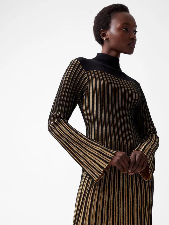 Woman Dresses French Connection Journee Mari Lurex Long Sleeve Dress Blackout Woman Dresses French Connection Journee Mari Lurex Long Sleeve Dress Blackout