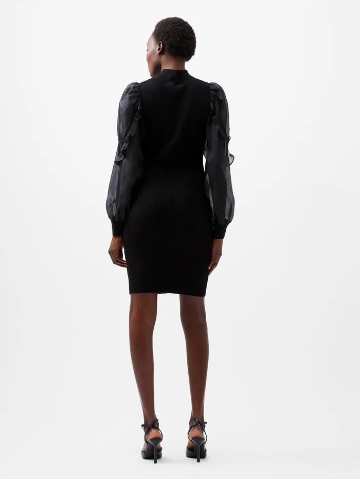 Woman Dresses French Connection Krista Organza Puff Sleeve Dress Blackout Woman Dresses French Connection Krista Organza Puff Sleeve Dress Blackout