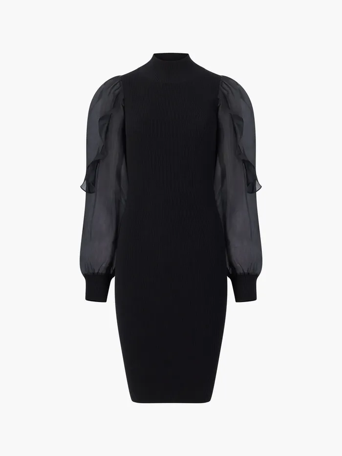Woman Dresses French Connection Krista Organza Puff Sleeve Dress Blackout Woman Dresses French Connection Krista Organza Puff Sleeve Dress Blackout