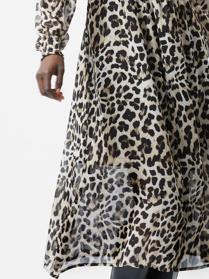 Woman Dresses French Connection Leopard Print Georgette Long Sleeve Dress Leopard Woman Dresses French Connection Leopard Print Georgette Long Sleeve Dress Leopard