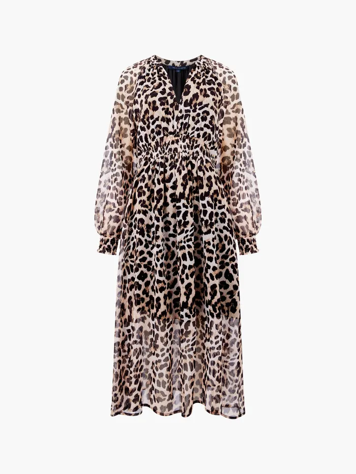 Woman Dresses French Connection Leopard Print Georgette Long Sleeve Dress Leopard Woman Dresses French Connection Leopard Print Georgette Long Sleeve Dress Leopard