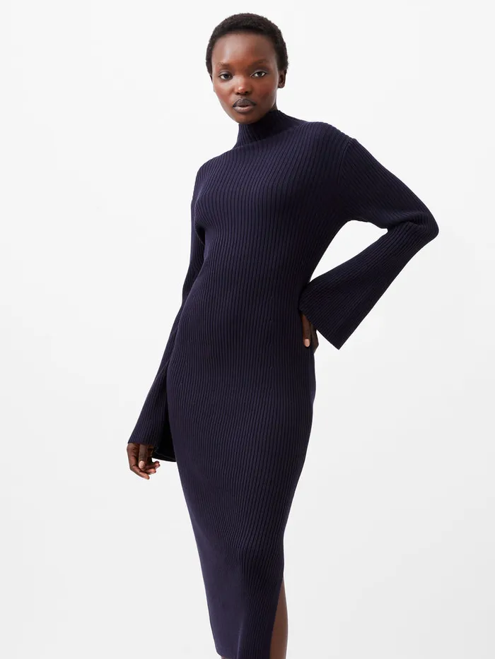 Woman Dresses French Connection Lolly Mari Flare Sleeve Knit Dress Marine