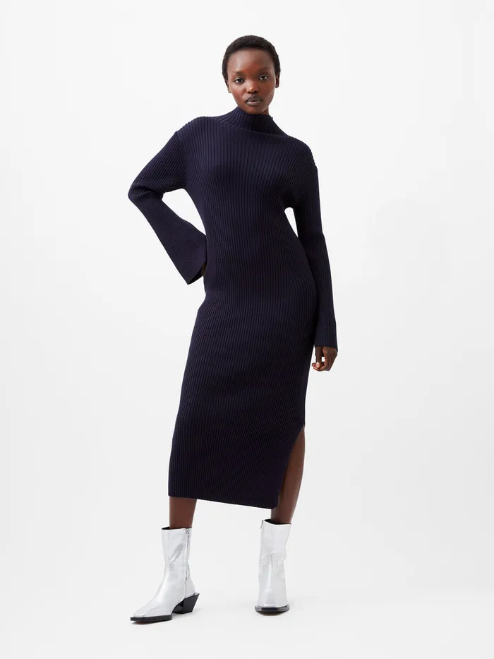 Woman Dresses French Connection Lolly Mari Flare Sleeve Knit Dress Marine Woman Dresses French Connection Lolly Mari Flare Sleeve Knit Dress Marine