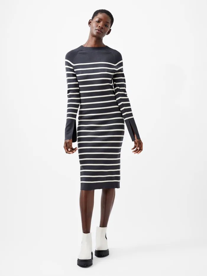 Woman Dresses French Connection Milena Striped Knit Midi Dress Moonlesscream