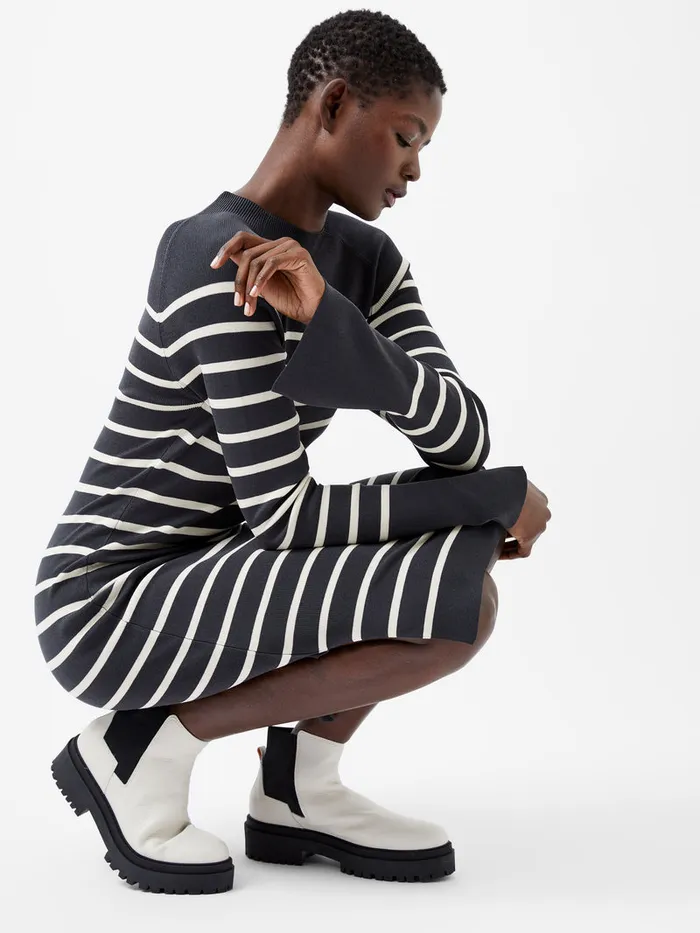 Woman Dresses French Connection Milena Striped Knit Midi Dress Moonlesscream Woman Dresses French Connection Milena Striped Knit Midi Dress Moonlesscream