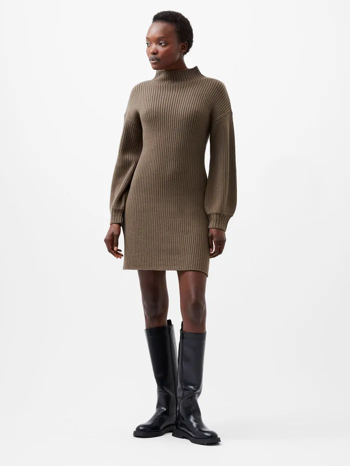 Woman Dresses French Connection Myla Babysoft Mini Dress Tarmac Khaki Woman Dresses French Connection Myla Babysoft Mini Dress Tarmac Khaki