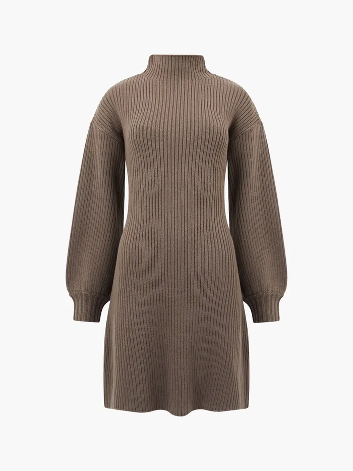 Woman Dresses French Connection Myla Babysoft Mini Dress Tarmac Khaki Woman Dresses French Connection Myla Babysoft Mini Dress Tarmac Khaki
