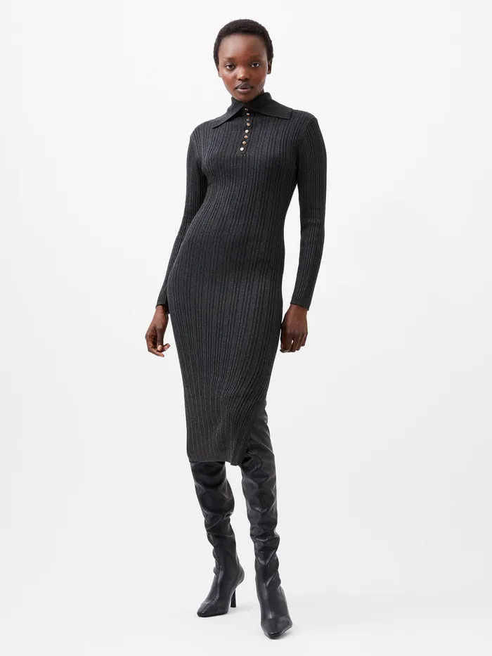 Woman Dresses French Connection Nia Mari Knit Dress Charcoal Mel Woman Dresses French Connection Nia Mari Knit Dress Charcoal Mel