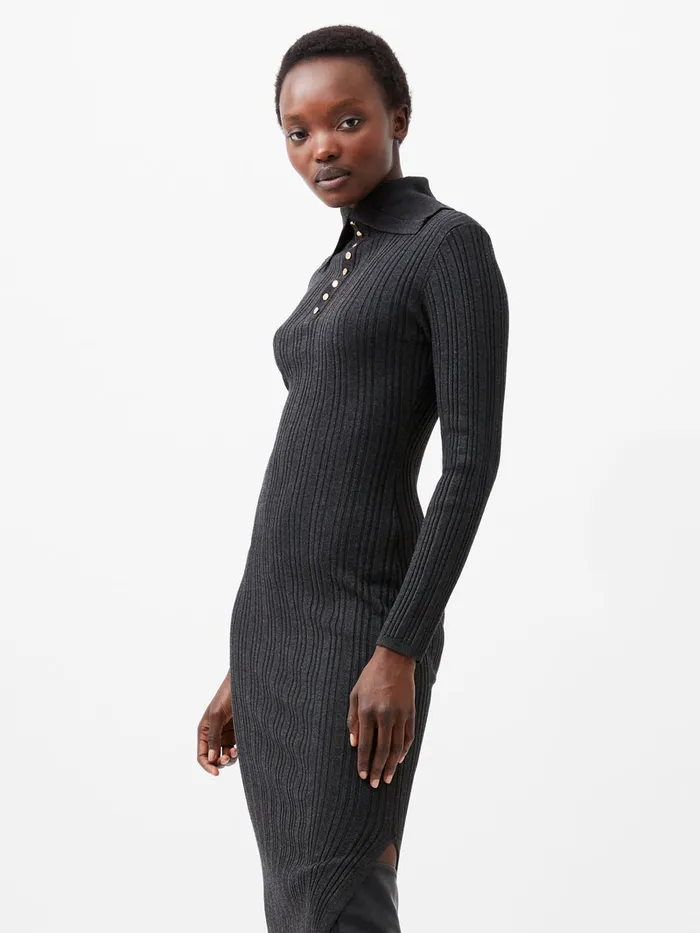 Woman Dresses French Connection Nia Mari Knit Dress Charcoal Mel Woman Dresses French Connection Nia Mari Knit Dress Charcoal Mel
