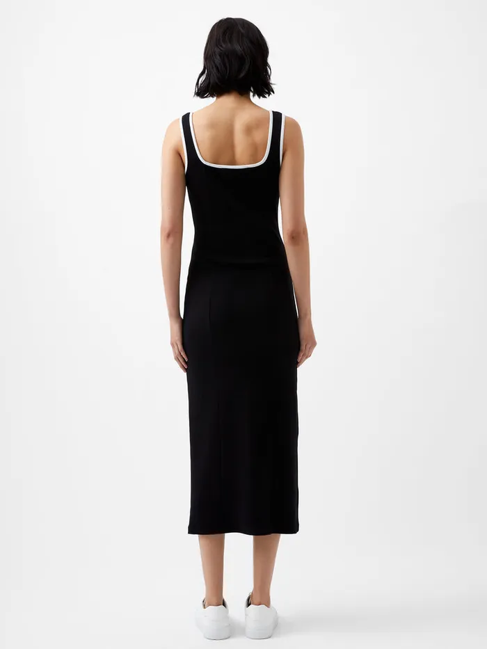 Woman Dresses French Connection Rassia Rib Contrast Square Neck Midi Dress Blackporcelain Crea Woman Dresses French Connection Rassia Rib Contrast Square Neck Midi Dress Blackporcelain Crea