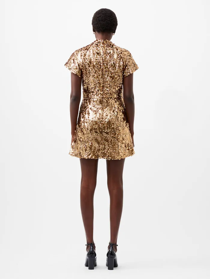 Woman Dresses French Connection Sequin Mesh Mini Dress Copper Woman Dresses French Connection Sequin Mesh Mini Dress Copper