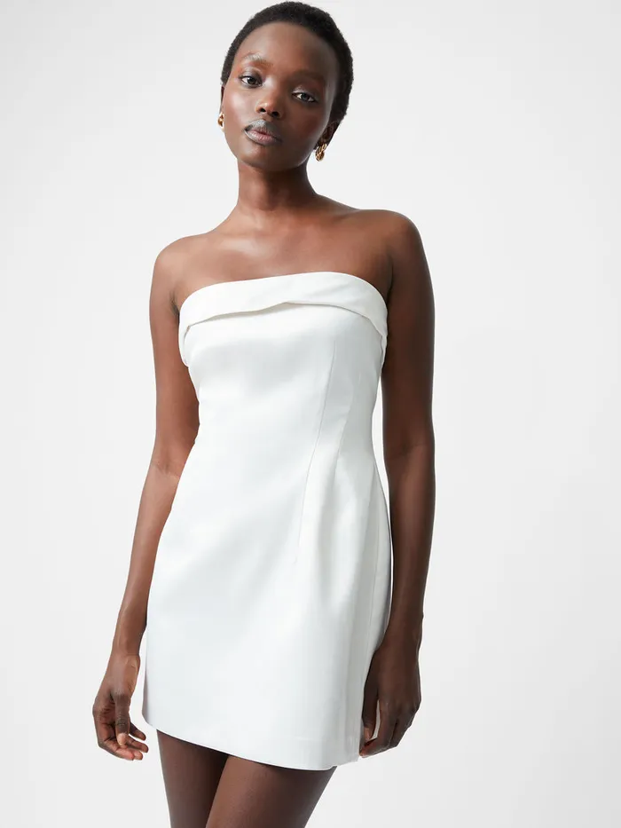 Woman Dresses French Connection Structured Satin Bandeau Mini Dress Classic Cream Woman Dresses French Connection Structured Satin Bandeau Mini Dress Classic Cream