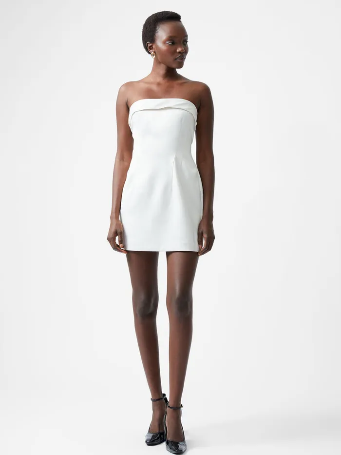 Woman Dresses French Connection Structured Satin Bandeau Mini Dress Classic Cream Woman Dresses French Connection Structured Satin Bandeau Mini Dress Classic Cream