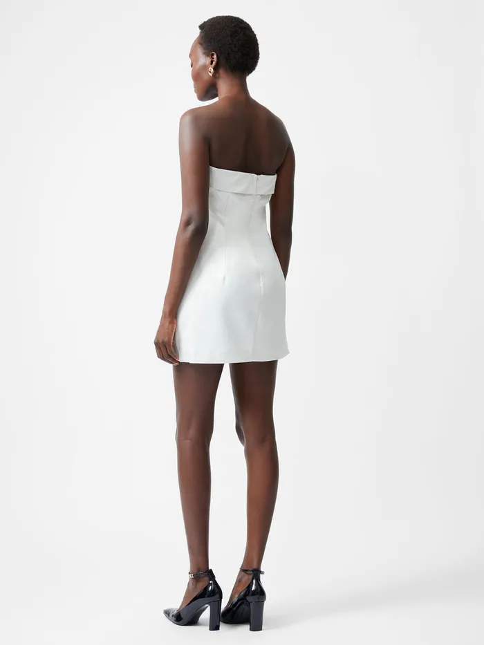 Woman Dresses French Connection Structured Satin Bandeau Mini Dress Classic Cream Woman Dresses French Connection Structured Satin Bandeau Mini Dress Classic Cream