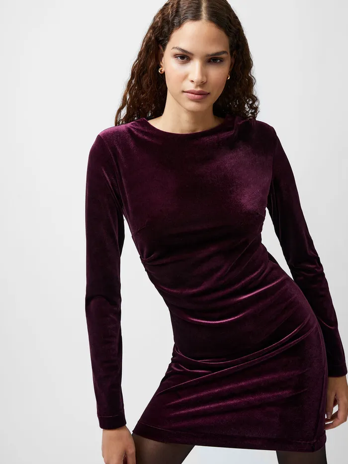 Woman Dresses French Connection Viola Velvet Long Sleeve Bodycon Mini Dress Burgundy Red Woman Dresses French Connection Viola Velvet Long Sleeve Bodycon Mini Dress Burgundy Red