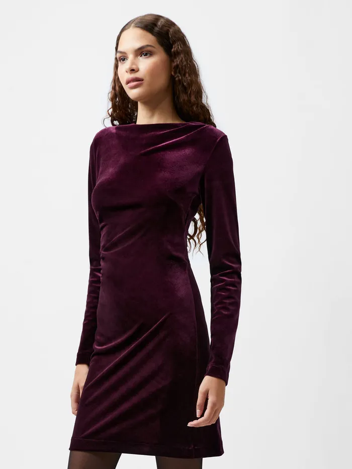 Woman Dresses French Connection Viola Velvet Long Sleeve Bodycon Mini Dress Burgundy Red Woman Dresses French Connection Viola Velvet Long Sleeve Bodycon Mini Dress Burgundy Red