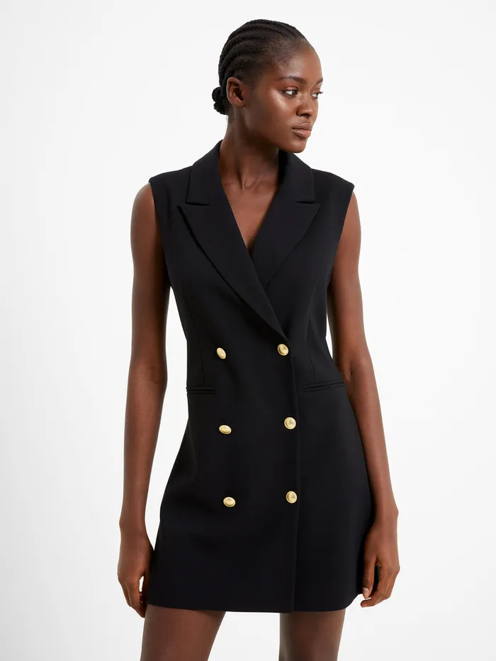 Woman Dresses French Connection Whisper Sleeveless Tux Mini Dress Blackout