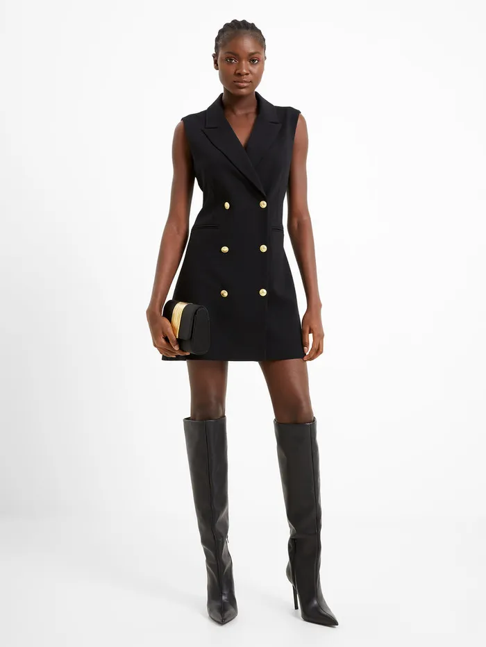 Woman Dresses French Connection Whisper Sleeveless Tux Mini Dress Blackout Woman Dresses French Connection Whisper Sleeveless Tux Mini Dress Blackout