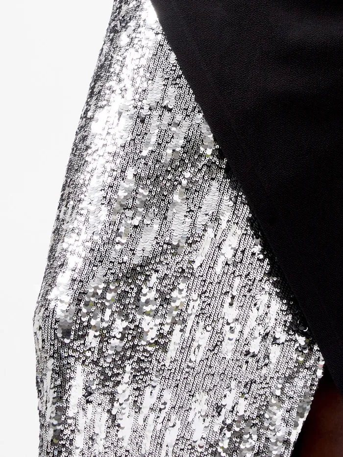 Woman Dresses French Connection Zanna Jersey Sequin Mix Midi Dress Blackout Woman Dresses French Connection Zanna Jersey Sequin Mix Midi Dress Blackout