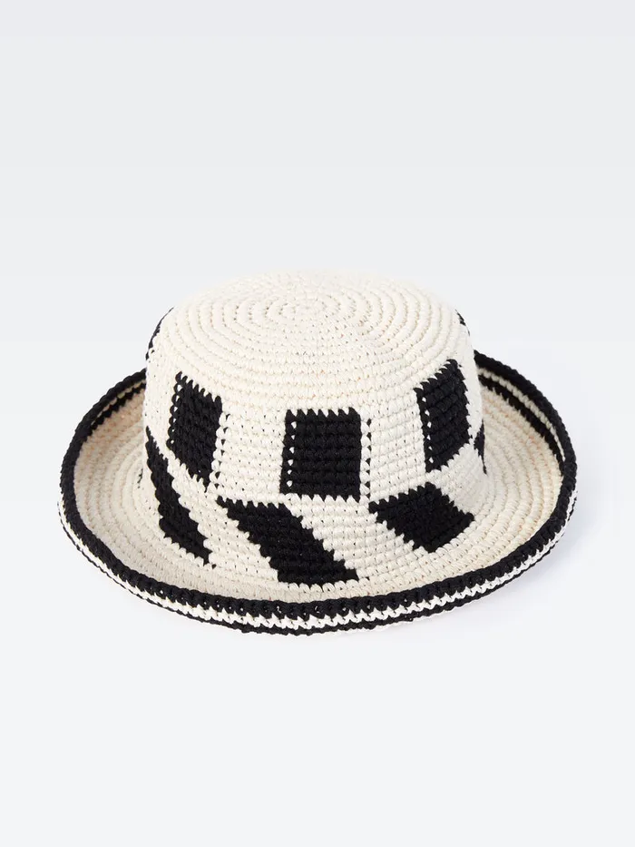 Woman Hats French Connection Crochet Hat Ecrublack