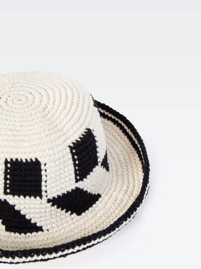 Woman Hats French Connection Crochet Hat Ecrublack