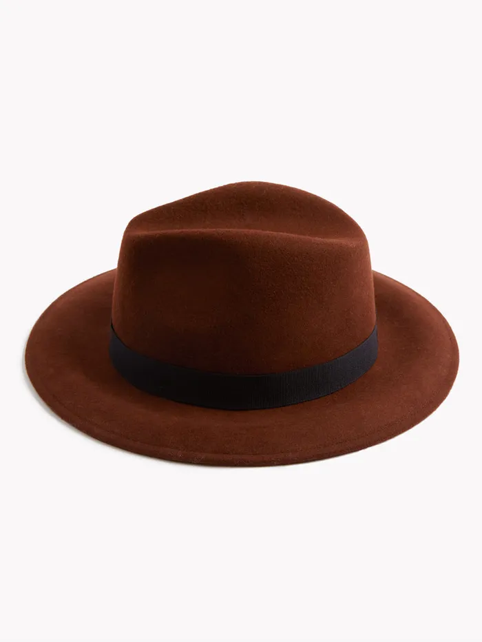 Woman Hats French Connection Felt Trilby Hat Tobacco Brown