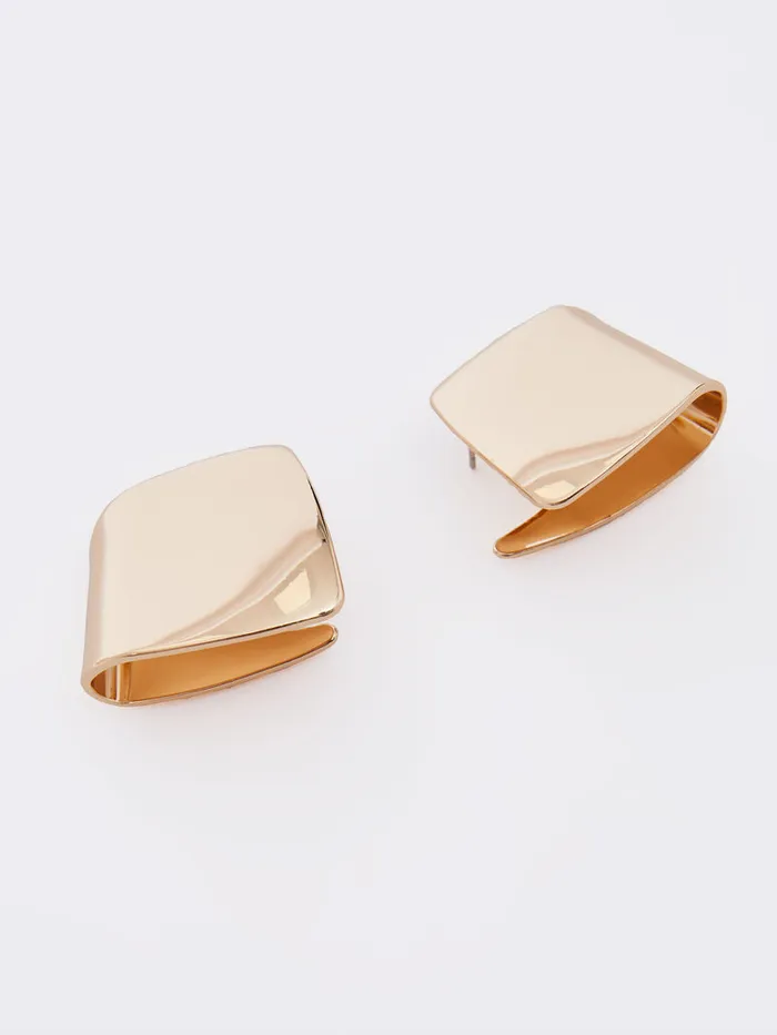 Woman Jewellery French Connection Architectural Square Stud Earrings Gold