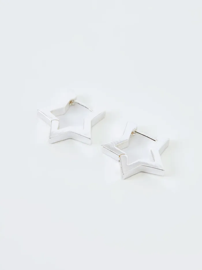 Woman Jewellery French Connection Chunky Star Hoop Earrings Silver