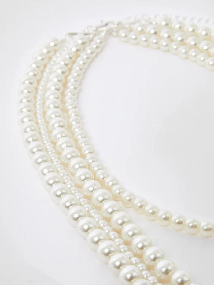 Woman Jewellery French Connection Layered Faux Pearl Necklace White Woman Jewellery French Connection Layered Faux Pearl Necklace White