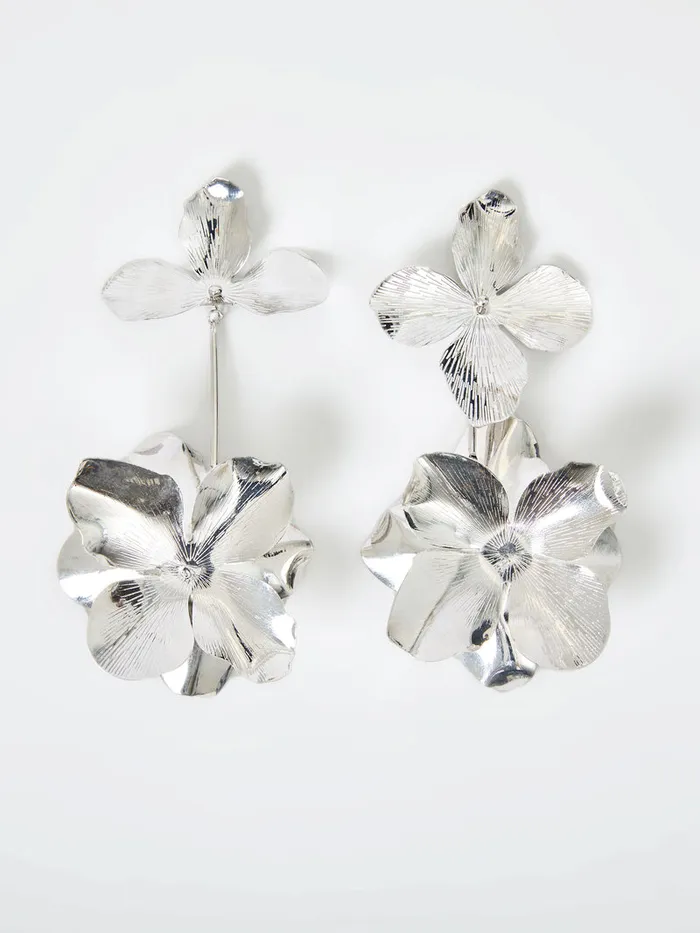 Woman Jewellery French Connection Metal Floral Drop Earrings Silver