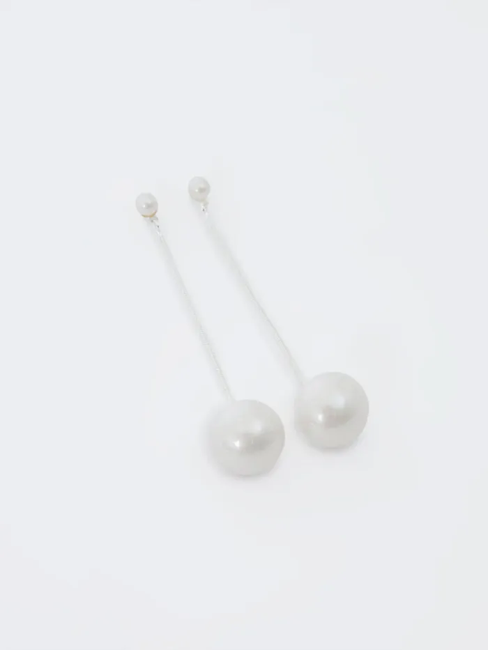 Woman Jewellery French Connection Pearl Dangle Drop Earrings Silver