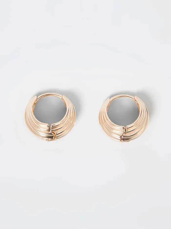 Woman Jewellery French Connection Ridged Huggie Hoop Earrings Gold