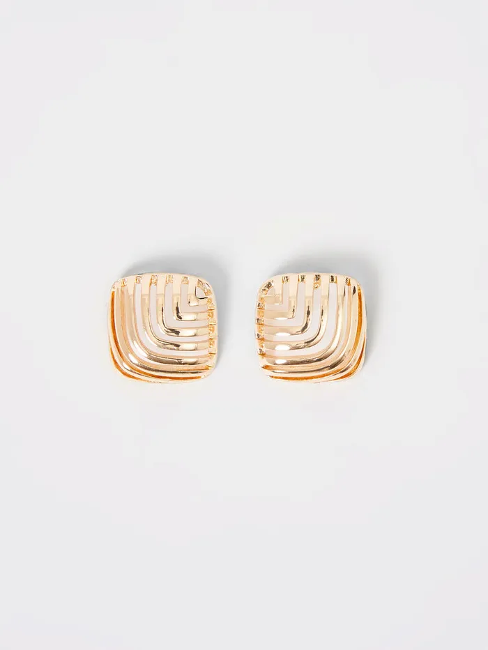 Woman Jewellery French Connection Square Design Stud Earrings Gold