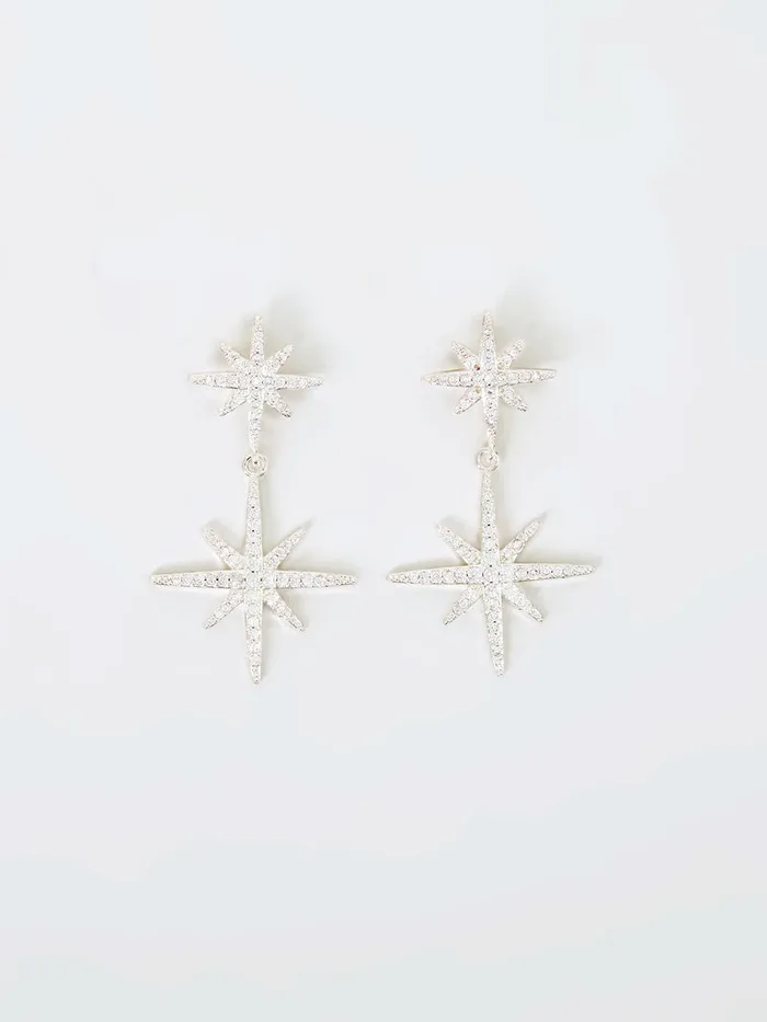 Woman Jewellery French Connection Star Crystal Drop Earrings Silver