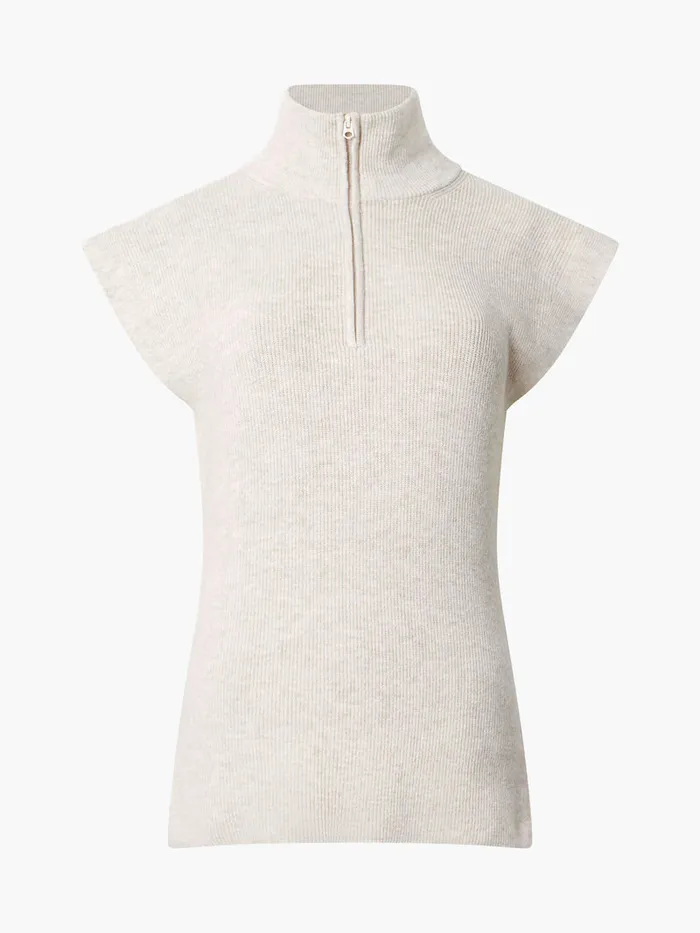 Woman Jumpers and Cardigans French Connection Lightweight Recycled Vhari Half Zip Vest Oatmeal Mel Woman Jumpers and Cardigans French Connection Lightweight Recycled Vhari Half Zip Vest Oatmeal Mel