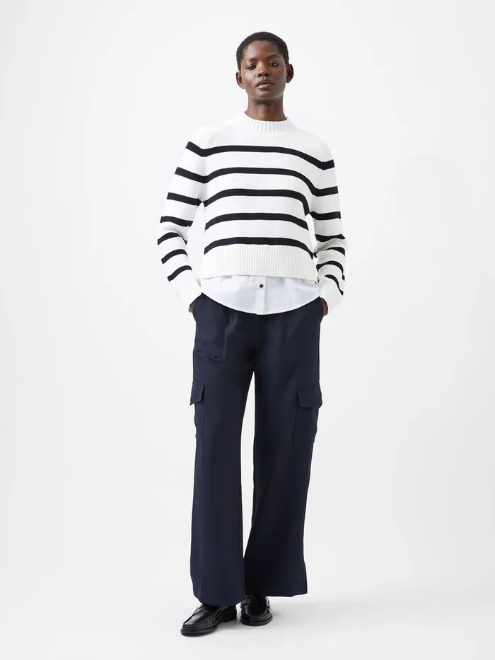 Woman Jumpers and Cardigans French Connection Lily Mozart Poplin Mix Top Winter Whitemoonles Woman Jumpers and Cardigans French Connection Lily Mozart Poplin Mix Top Winter Whitemoonles