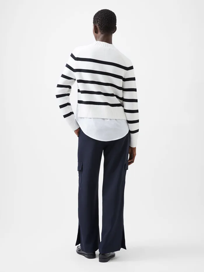 Woman Jumpers and Cardigans French Connection Lily Mozart Poplin Mix Top Winter Whitemoonles Woman Jumpers and Cardigans French Connection Lily Mozart Poplin Mix Top Winter Whitemoonles